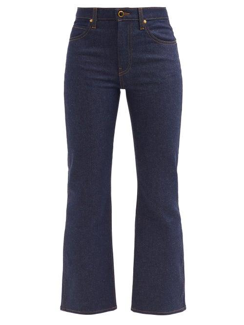 Matchesfashion.com Khaite - Vivian Flared Cropped Jeans - Womens - Indigo