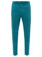 120 Lino 120% Lino - Slim-leg Linen-calico Suit Trousers - Mens - Blue