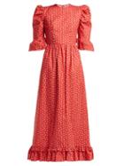 Matchesfashion.com Batsheva - Floral Print Cotton Dress - Womens - Red