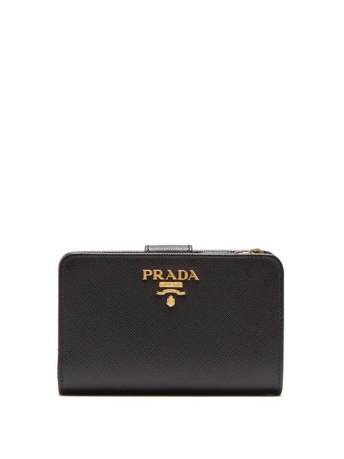 Matchesfashion.com Prada - Zip Around Saffiano Leather Wallet - Womens - Black