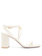 Matchesfashion.com Valentino Garavani - V-logo Block-heel Leather Sandals - Womens - Cream