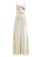 Matchesfashion.com Maria Lucia Hohan - Ziya Bow Embellished Silk Satin Dress - Womens - Ivory
