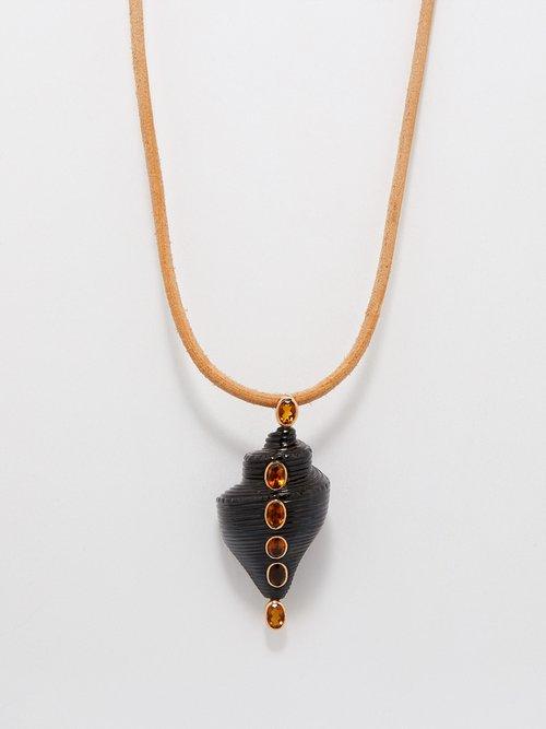 Dezso - Sapphire, Tiger's Eye & 18kt Gold Necklace - Womens - Red Multi