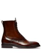 Matchesfashion.com Berluti - Burnished Leather Lace Up Boots - Mens - Brown Multi