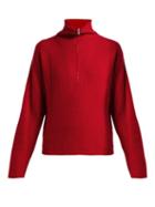 Matchesfashion.com Allude - Half Zip Ribbed Cashmere Sweater - Womens - Red
