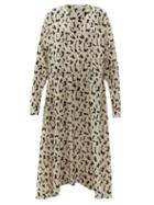 Matchesfashion.com Raey - Drawstring Abstract-print Silk Midi Dress - Womens - Beige Print