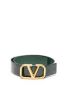 Matchesfashion.com Valentino - Oversized V Logo Alligator Belt - Womens - Green