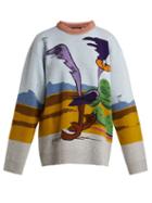 Matchesfashion.com Calvin Klein 205w39nyc - Roadrunner Distressed Wool Sweater - Womens - Blue Multi
