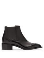 Matchesfashion.com Fendi - Ff Embroidered Leather Chelsea Boots - Mens - Black