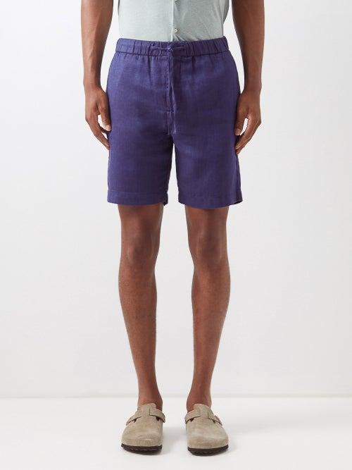 Frescobol Carioca - Felipe Linen-blend Shorts - Mens - Navy