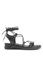 Matchesfashion.com Chlo - Lace-up Crocodile-effect Leather Sandals - Womens - Black