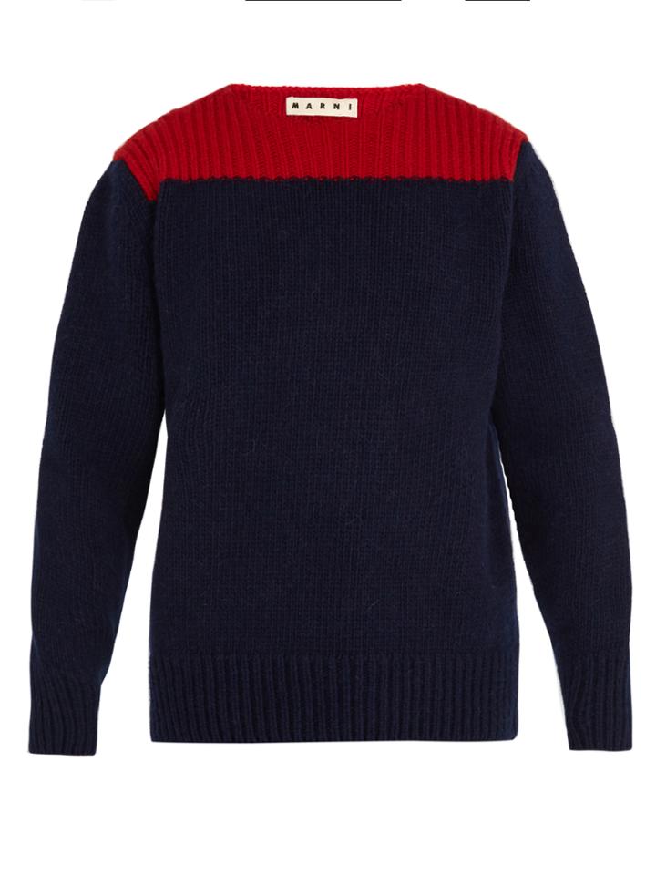 Marni Contrast-panel Wool-blend Sweater