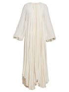 Matchesfashion.com The Row - Martina Beaded Neck Pleated Crepe Gown - Womens - Ivory