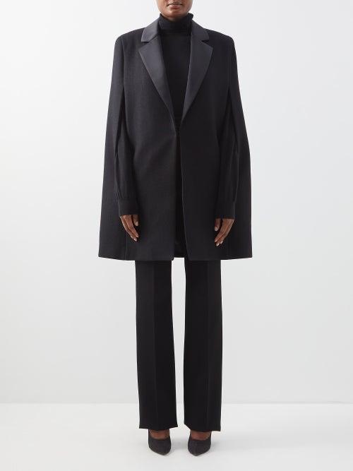 Saint Laurent - Satin-lapel Wool-blend Tuxedo Cape - Womens - Black