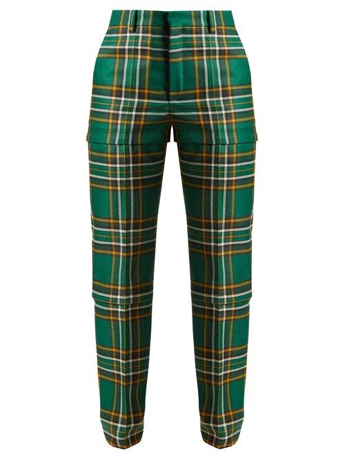 Matchesfashion.com Balenciaga - Tartan High Rise Trousers - Womens - Green Multi