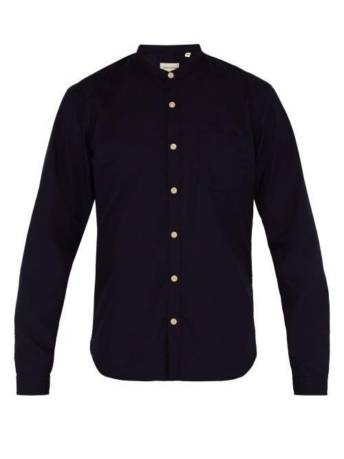 Matchesfashion.com Oliver Spencer - Grandad-collar Cotton Shirt - Mens - Navy