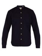 Matchesfashion.com Oliver Spencer - Grandad-collar Cotton Shirt - Mens - Navy
