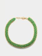 Bottega Veneta - Cactus Crystal, Enamel & Gold-plated Necklace - Womens - Green Multi