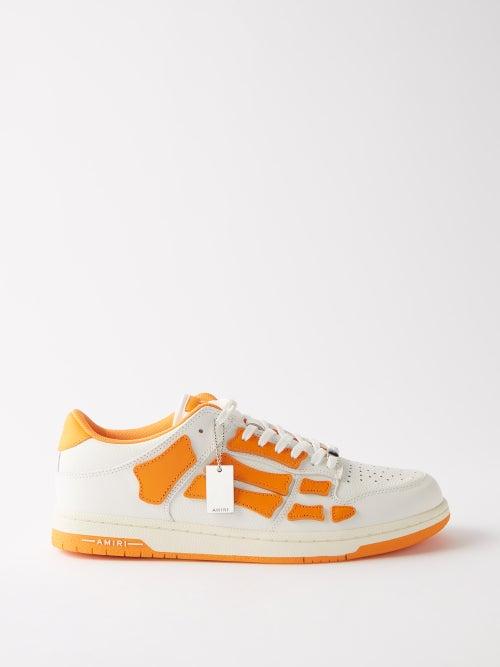 Amiri - Skel Top Leather Trainers - Mens - Orange White