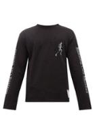 Matchesfashion.com Satisfy - Slogan Print Distressed Cotton T Shirt - Mens - Black