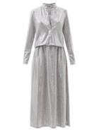 Dodo Bar Or - Tina Draped Sequinned-jersey Dress - Womens - Silver