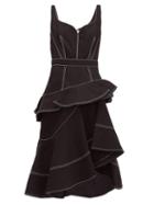 Matchesfashion.com Alexander Mcqueen - Asymmetric Topstitched Cotton-denim Dress - Womens - Black
