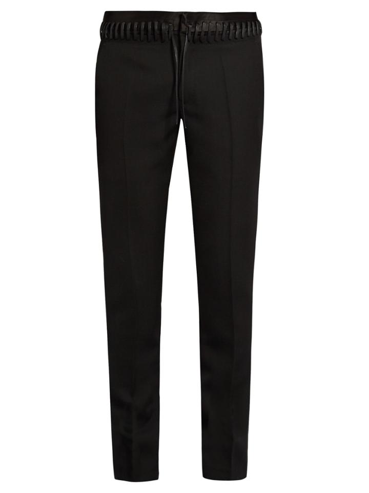 Haider Ackermann Lace-waist Straight-leg Wool Trousers