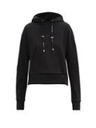 Matchesfashion.com Balmain - Cropped Cotton-jersey Hooded Sweatshirt - Womens - Black