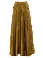 Matchesfashion.com Peter Pilotto - Draped Waist Pleated Satin Maxi Skirt - Womens - Gold