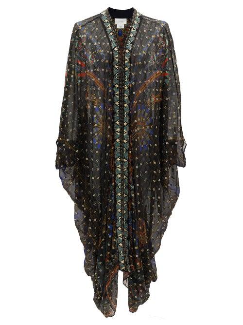 Matchesfashion.com Camilla - Beaded Silk-blend Chiffon Cover Up - Womens - Black Print