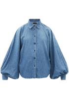 Made In Tomboy - Claire Balloon-sleeve Denim Shirt - Womens - Blue