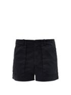 Ladies Rtw Nili Lotan - Patch-pocket Cotton-blend Twill Shorts - Womens - Navy