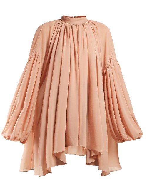 Matchesfashion.com Stella Mccartney - High Neck Silk Georgette Blouse - Womens - Pink