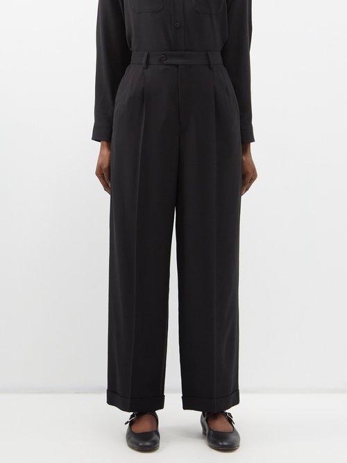A.p.c. - Melissa Pleated Twill Wide-leg Trousers - Womens - Black