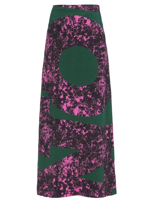 Matchesfashion.com Colville - Alphabet-print Crepe Maxi Skirt - Womens - Green