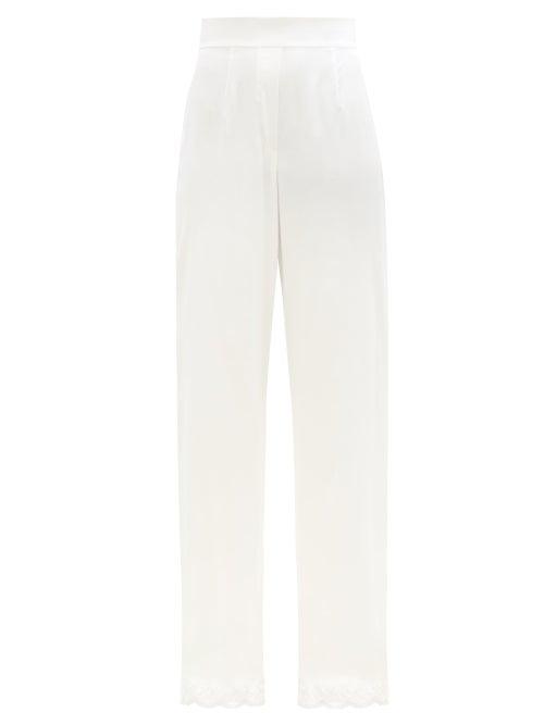 Ladies Lingerie Agent Provocateur - Amelea Wide-leg Silk-blend Satin Pyjama Trousers - Womens - Ivory
