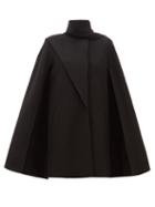 Matchesfashion.com Valentino - Scarf Neck Wool Blend Cape - Womens - Black