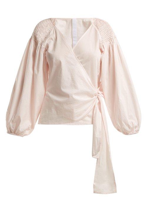 Matchesfashion.com Merlette - Sant Josep Cotton Wrap Top - Womens - Light Pink