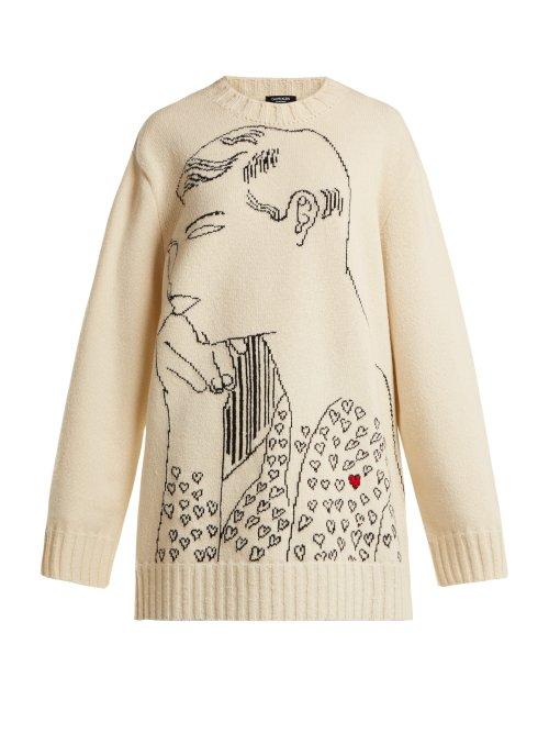 Matchesfashion.com Calvin Klein 205w39nyc - Andy Warhol Print Wool Intarsia Sweatshirt - Womens - Ivory Multi