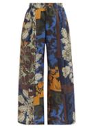 Biyan - Farah Patchwork Silk-twill Cropped Trousers - Womens - Multi