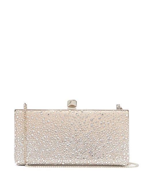 Matchesfashion.com Jimmy Choo - Celeste Crystal Embellished Satin Clutch - Womens - Light Pink