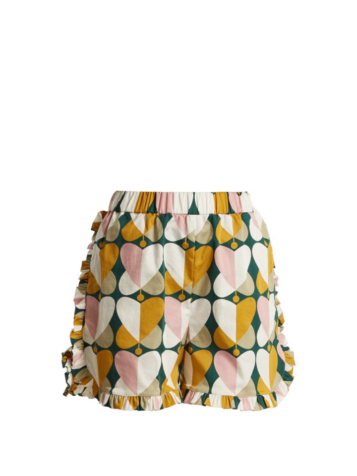 La Doublej Editions The Ruffle Stretch-cotton Shorts