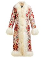 Matchesfashion.com Zazi Vintage - Suzani Embroidered Shearling Coat - Womens - Cream Multi