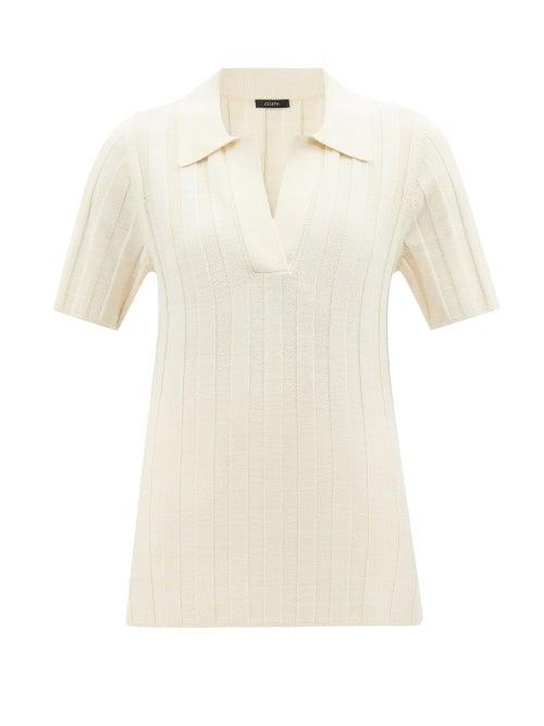 Joseph - Slubbed-yarn Ribbed Polo Shirt - Womens - Ivory
