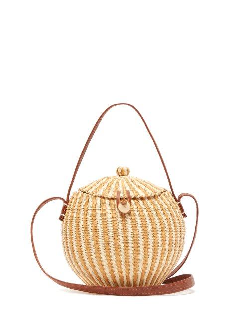 Matchesfashion.com Sensi Studio - Leather And Toquilla Straw Basket Bag - Womens - Brown Multi