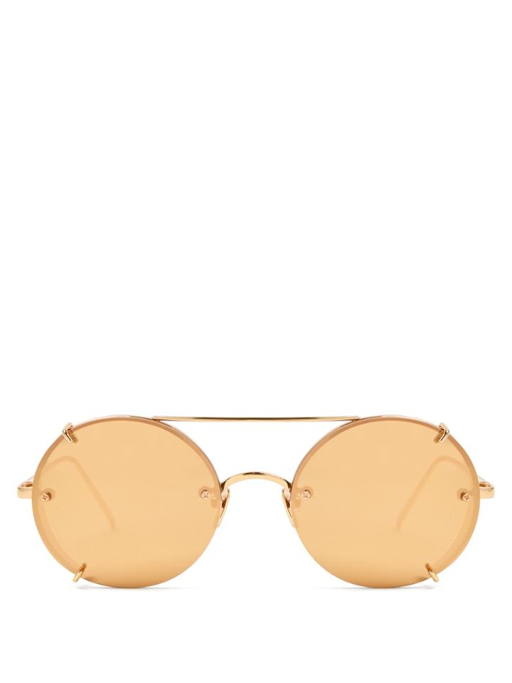 Linda Farrow Mirrored Round Sunglasses