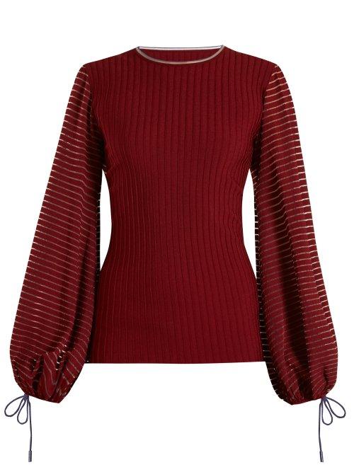 Matchesfashion.com Roksanda - Saida Semi Sheer Ribbed Top - Womens - Burgundy