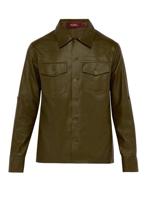 Matchesfashion.com Sies Marjan - Oliver Leather Shirt - Mens - Green