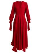 Matchesfashion.com Stella Mccartney - V Neck Silk Crepe De Chine Midi Dress - Womens - Red