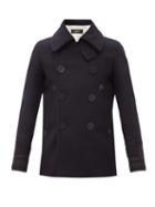 Matchesfashion.com Dsquared2 - Double-breasted Wool-blend Peacoat - Mens - Navy